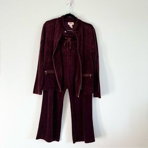 Talbots Petite Raspberry Velour Tracksuit Size Large
